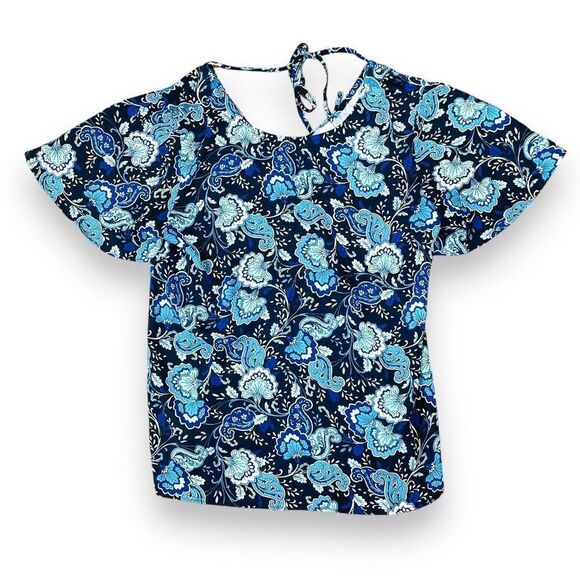 LOFT Paisley Print Tie Top Sz S - Picture 3 of 12